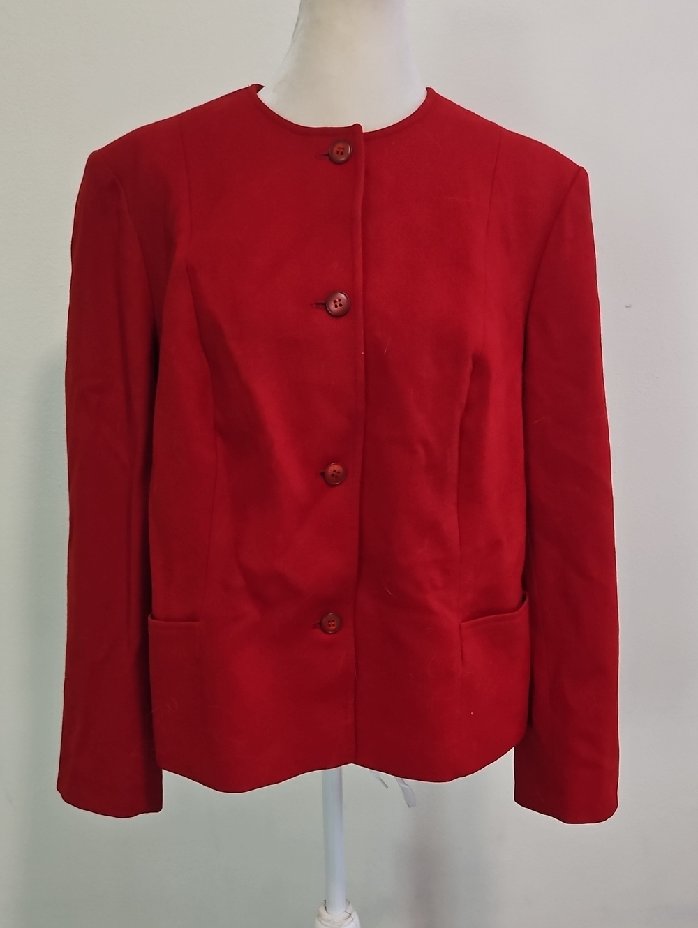 Pendleton Red Collarless Button Jacket 1x?